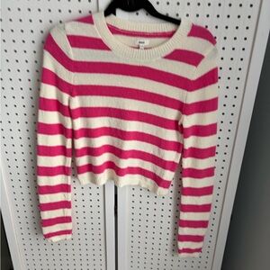 Aerie Pink and Cream Striped Open Back Lightweight Sweater